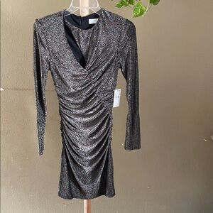 Astr Shimmering Long Sleeve Dress